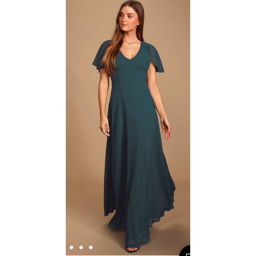 Forest Green Chiffon Maxi Dress
